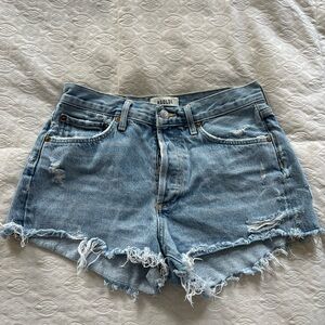 Agolde Women's Frayed Hem Jean Shorts fly button size 25